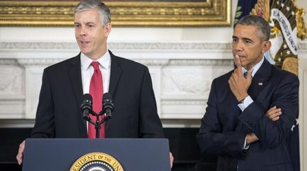Video thumbnail: PBS NewsHour Six years on, Arne Duncan says we're testing kids too much
