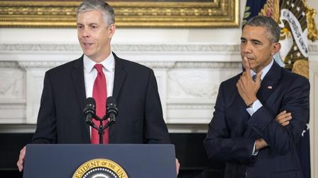 Video thumbnail: PBS NewsHour Six years on, Arne Duncan says we're testing kids too much