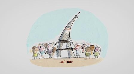 Video thumbnail: PBS NewsHour French couple helps children process attacks with cartoons