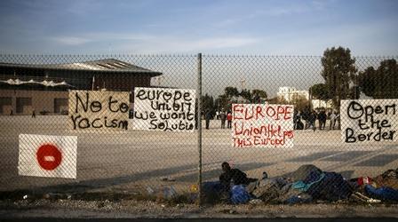 Video thumbnail: PBS NewsHour Roadblock creates bottleneck of stranded migrants in Greece
