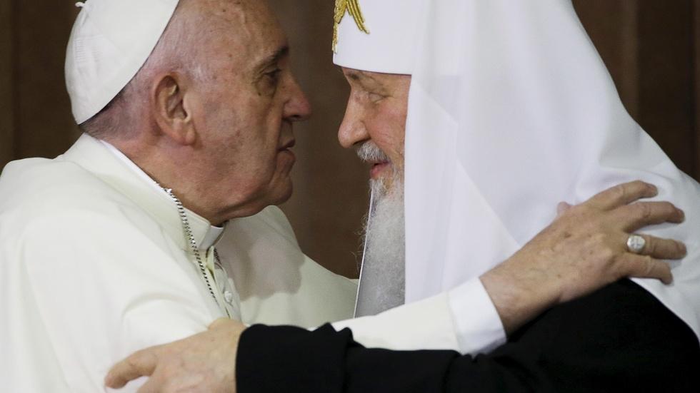 Pope and patriarch meet for first time in nearly 1,000 years image