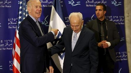 Video thumbnail: PBS NewsHour In Israel, Biden aspires to push peace talks forward