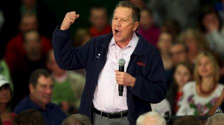 Video thumbnail: PBS NewsHour Kasich urges Ohioans to reject Trump’s “toxic environment”