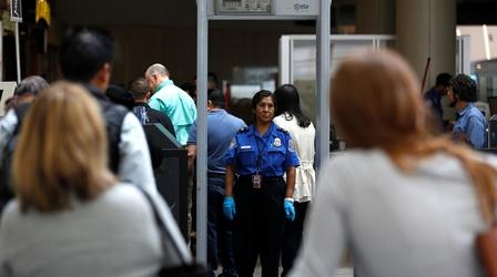 Video thumbnail: PBS NewsHour Traveling Americans confront long TSA lines, terrorism fears