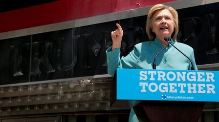 Video thumbnail: PBS NewsHour Clinton goes on offense, hoping to leave email story behind