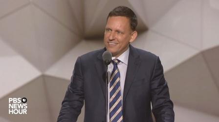 Video thumbnail: PBS NewsHour Watch Peter Thiel's full speech at the 2016 RNC