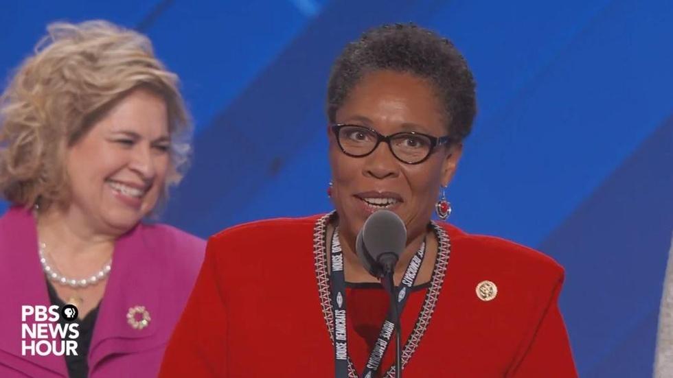 Rep. Marcia Fudge speaks at the 2016 DNC image