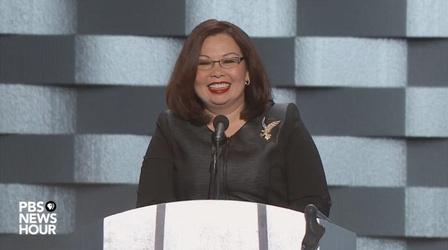 Video thumbnail: PBS NewsHour House Rep. Tammy Duckworth spoke Thursday at the 2016 DNC