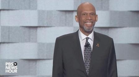 Video thumbnail: PBS NewsHour Kareem Abdul-Jabbar spoke on the final night of the 2016 DNC