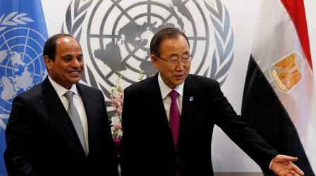 Video thumbnail: PBS NewsHour UN issues unprecedented declaration on refugee crisis