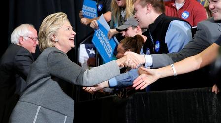 Video thumbnail: PBS NewsHour Clinton works to win over young voters