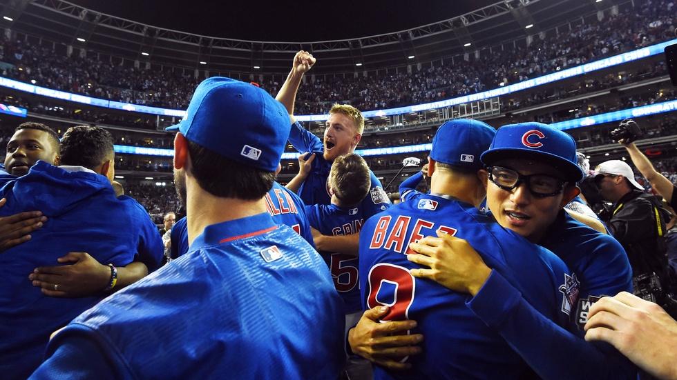 Chicago raises the victory flag to celebrate its Cubs image