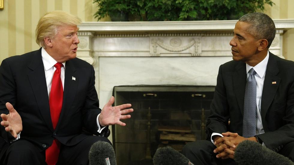 Obama ‘encouraged’ by first transition meeting with Trump image