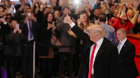 Video thumbnail: PBS NewsHour At New York Times, Trump strikes different tone