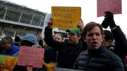 Video thumbnail: PBS NewsHour Travelers detained at NYC airport after immigration freeze