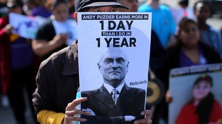 Video thumbnail: PBS NewsHour Puzder drops out; Trump slams leaks over Russia reports