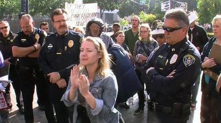 Video thumbnail: PBS NewsHour Occupy Movements in San Diego, Oklahoma City, Boise Dig in
