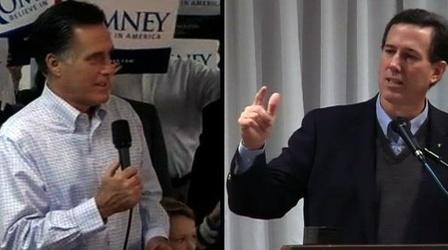 Video thumbnail: PBS NewsHour Romney Accuses Santorum of 'Dirty Tricks' in Wooing Dems