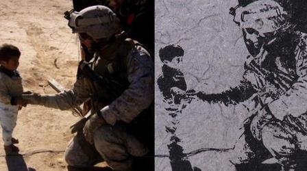 Video thumbnail: PBS NewsHour Veterans Shred Uniforms to Create 'Combat Paper' Artwork