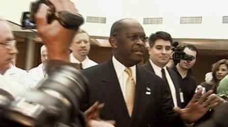 Video thumbnail: PBS NewsHour Cain's Whole Message 'Consumed' by Harassment Claims