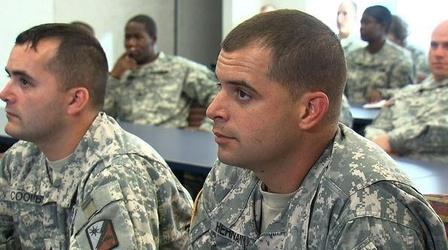 Video thumbnail: PBS NewsHour Army Program Designed to Alleviate PTSD for Troops...