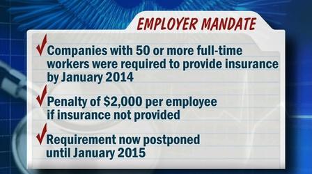 Video thumbnail: PBS NewsHour U.S. Employers Get Year Reprieve on Health Care Mandate