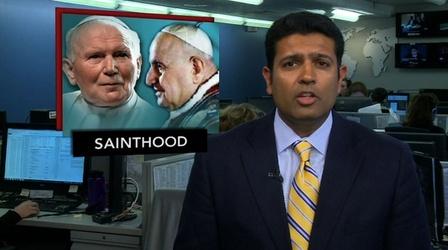 Video thumbnail: PBS NewsHour News Wrap: Two Former Popes Will Be Made Saints