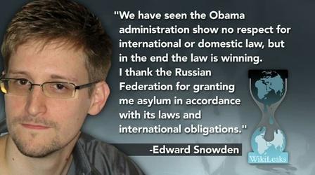 Video thumbnail: PBS NewsHour Russia Grants Snowden Asylum