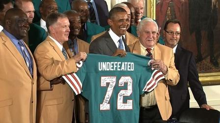 Video thumbnail: PBS NewsHour Sports Fan in Chief Honors Champion 1972 Miami Dolphins