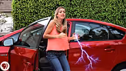 Avoid electric shock getting out of a car