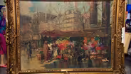 Appraisal: G. Lapchine "The Flower Market" Oil, ca. 1935