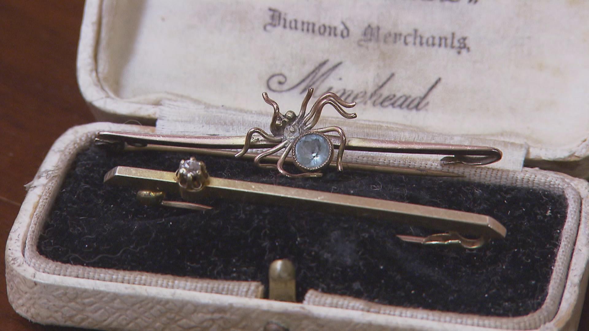 Sold at Auction: ANTIQUE AQUAMARINE SPIDER BROOCH