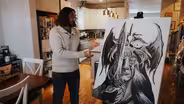Artist inspired by mythology, used art to overcome obstacles