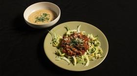 Video thumbnail: Fit to Eat Vegetable Bolognese Pasta with Garlic Soup