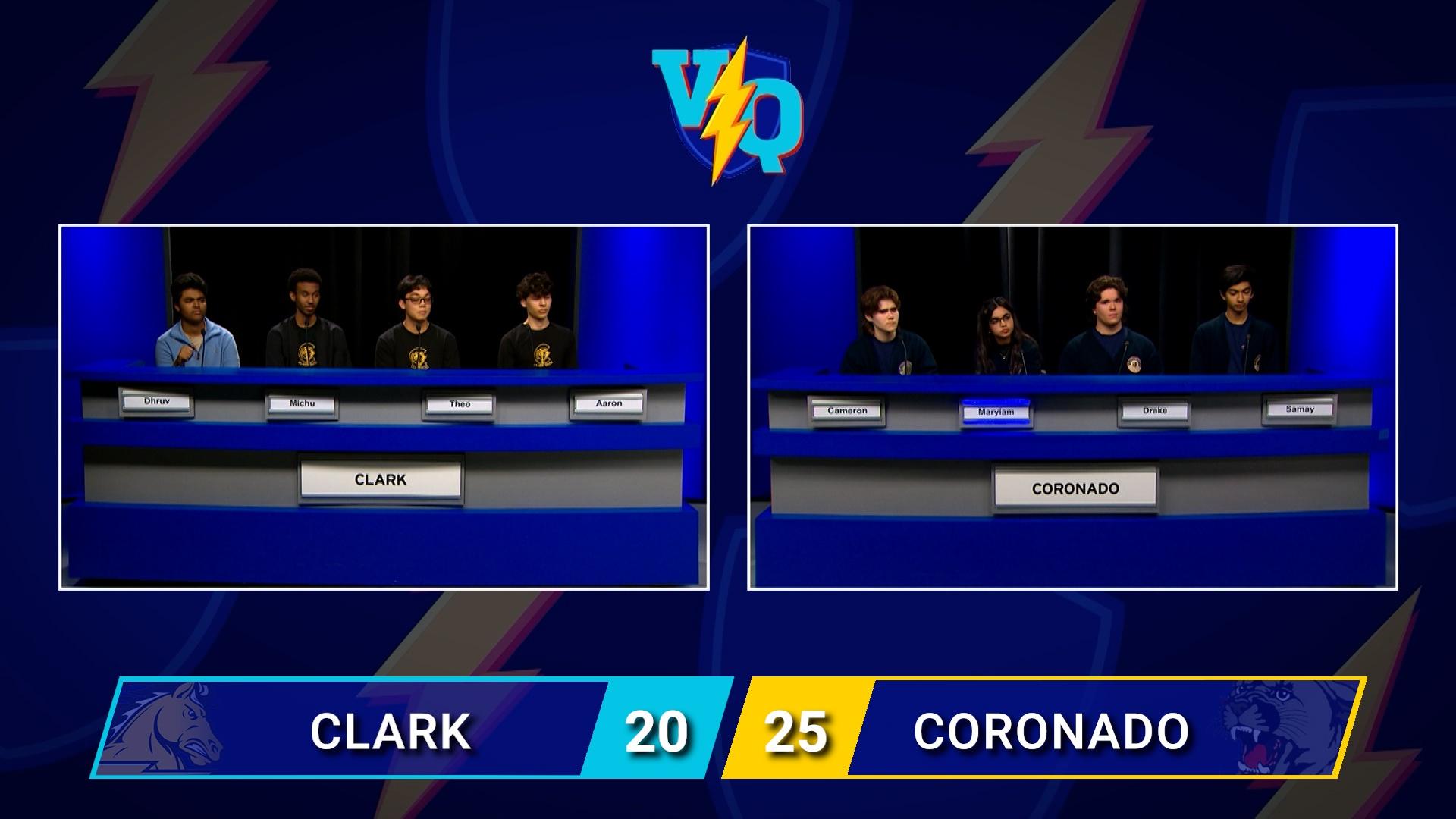 Varsity Quiz continues its 2026 season with Clark High School taking on Coronado High School.