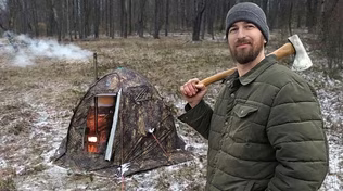 2 Nights Hot Tent Camping in High Winds & Snow - Shed Antler Hunting