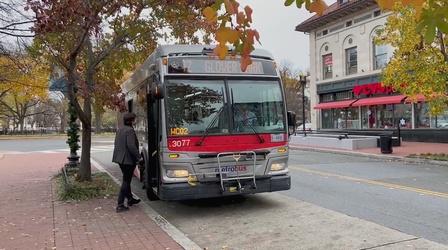 Video thumbnail: PBS NewsHour Cities turn to free public busing to counteract inequity