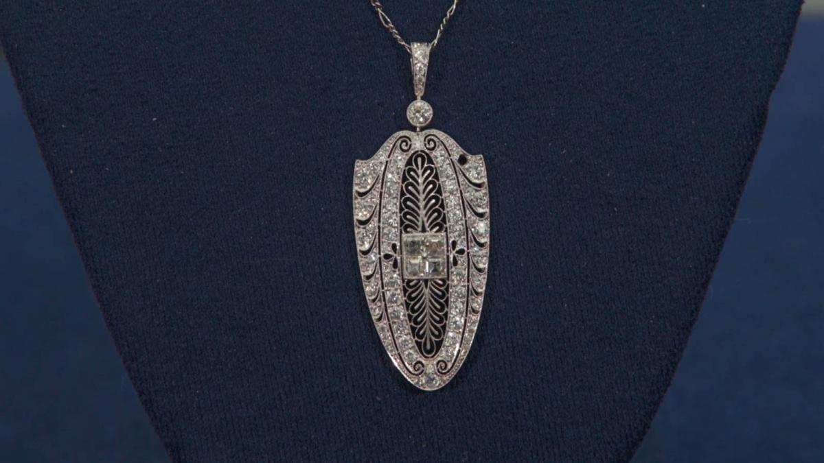 Appraisal: Art Deco Diamond & Platinum Pendant, Ca. 1930 