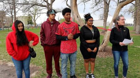 Video thumbnail: Colorado Voices Youth share stories through trees at La Alma Lincoln Park