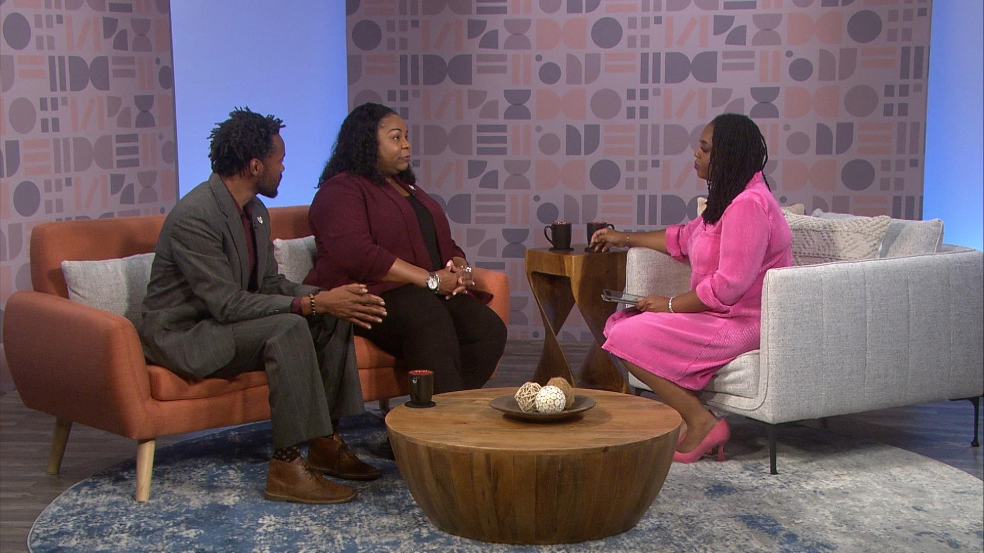 Black Issues Forum host Kenia Thompson and guest.