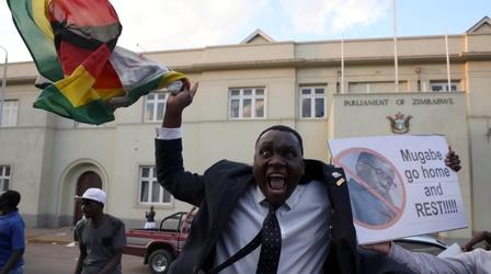 Video thumbnail: PBS NewsHour Zimbabwe celebrates as Mugabe gives in to resignation