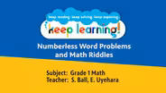 Grade 1 Math #10: Numberless Word Problems, Math Riddles