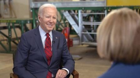 Video thumbnail: PBS NewsHour Biden talks economy, China, division in exclusive interview