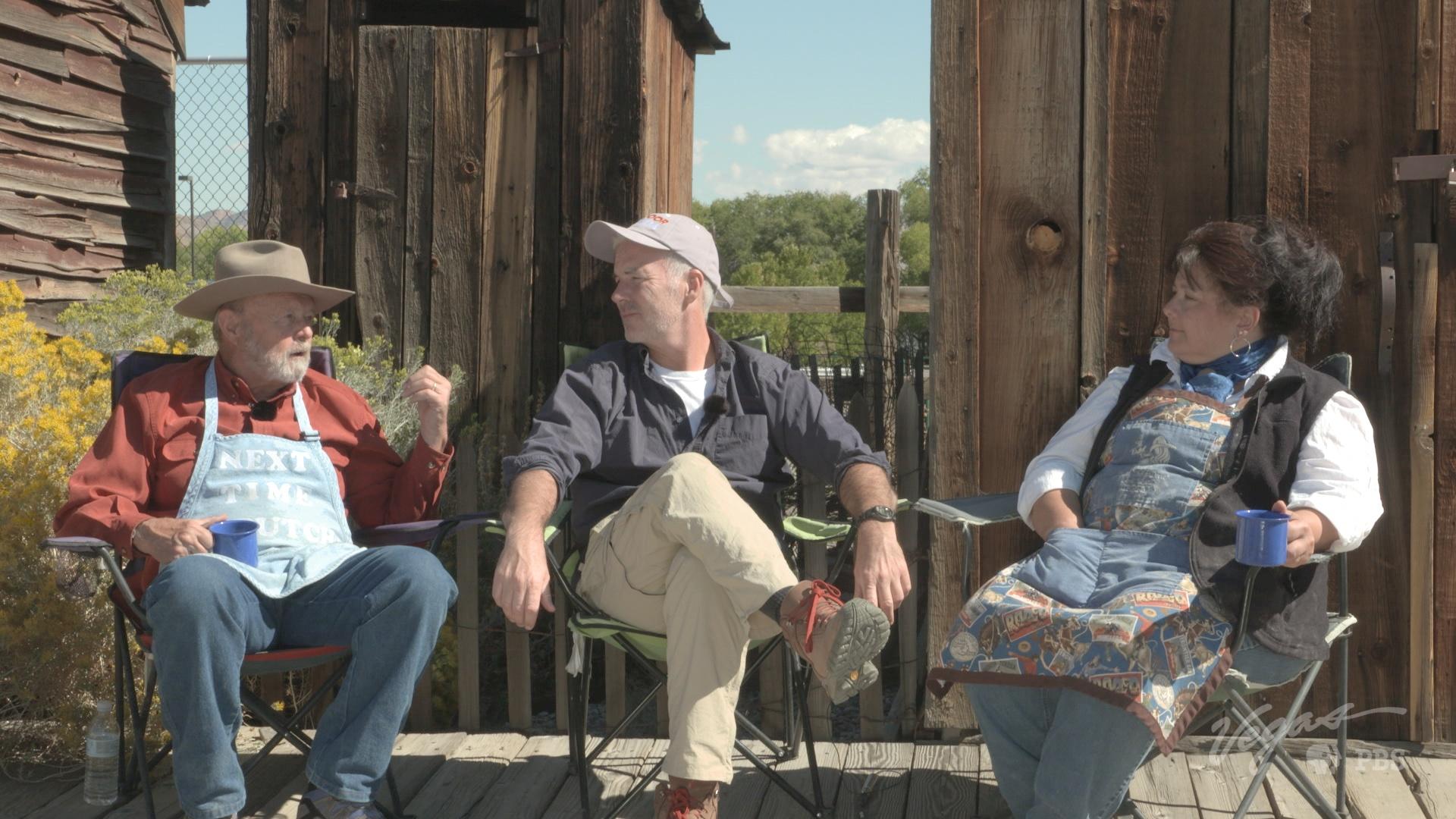 John cooks with Terry Bell, the Dutch Diva, and Outdoor Nevada veteran Dennis Golden.