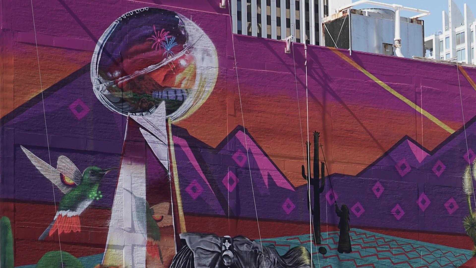 Largest Super Bowl mural to date painted by Indigenous artists in Phoenix