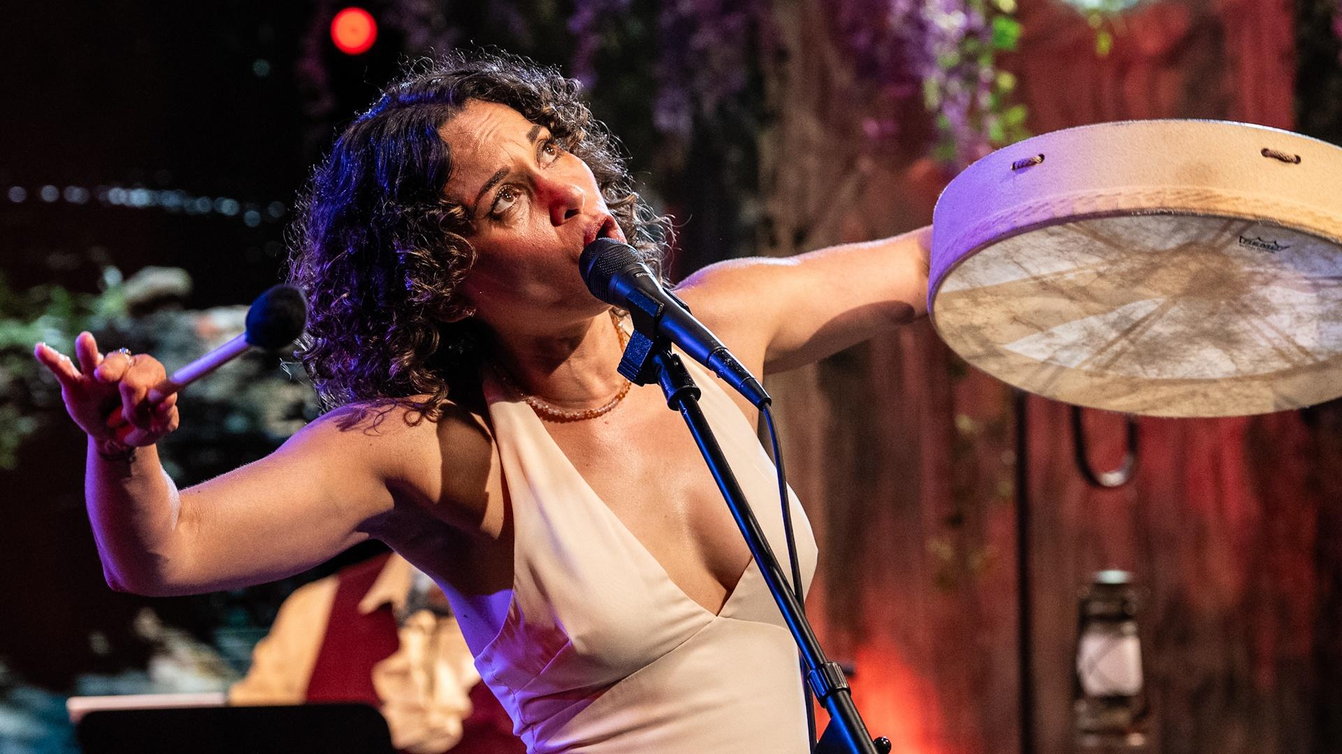 Charly Lowry performing on the set of Shaped by Sound.