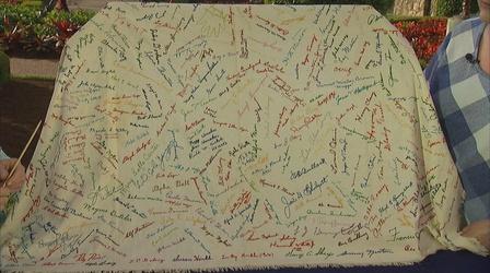 Appraisal: Embroidered Autographs Tablecloth, ca. 1960
