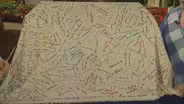 Appraisal: Embroidered Autographs Tablecloth, ca. 1960