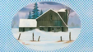 Barn in Snow Oval