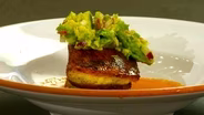 Blackened Mahi with Tomato Gazpacho and Crab Cakes  | Charlotte Cooks